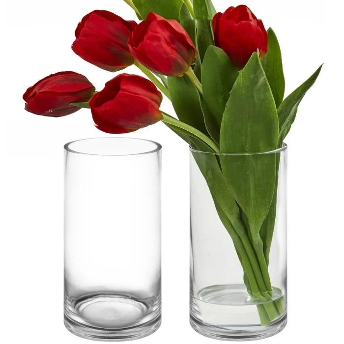 Glass Cylinder Vase, H-10" D-5" (Wholesale 6 PCS/Case)