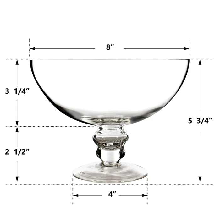 Glass Footed Decorative Bowl, H-6" D-8" (Wholesale 4 PCS/Case) - Image 2