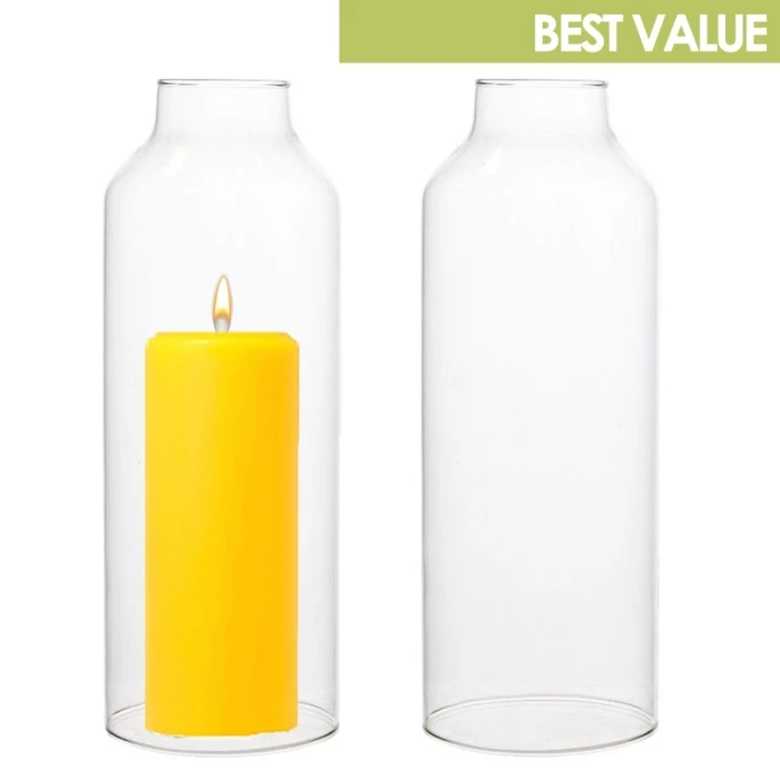 24 Sets Glass Candle Holder H-3.75" With 8" Candle Milk Bottle Chimney Tubes (48 Pcs) - Image 2