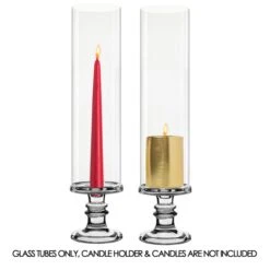 Glass Hurricane Candle Holder Shade Chimney Tube, H-14" D-4" (Wholesale 12 PCS/Case)