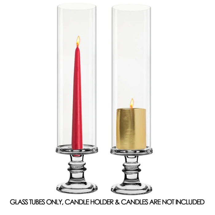Glass Hurricane Candle Holder Shade Chimney Tube, H-14" D-4" (Wholesale 12 PCS/Case)