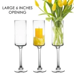 Glass Long Stem Candle Holder, H-20" D-6" (Wholesale 4 PCS/Case)
