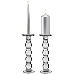 Bubble Glass Dual Use Pillar Taper Candle Holder, H-11.25" W-3.5" (Wholesale 8 PCS/Case)