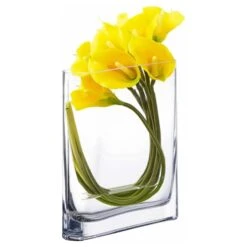 Glass Rectangle Round Edge Oval Vase, L-7"x W-1.75"x H-12" (Wholesale 6 PCS/Case)