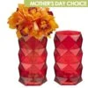 Red Glass Geometric Flower Vase, H-8" W-4" (Wholesale 12 PCS/Case)