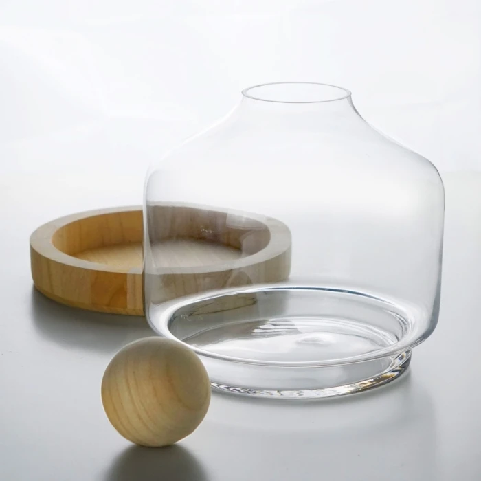 Glass Terrarium Vase With Wood Base And Stopper, H-11.5" D-9" (Wholesale 4 PCS/Case) - Image 4