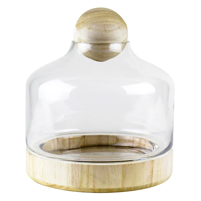 Glass Terrarium Vase With Wood Base And Stopper, H-11.5" D-9" (Wholesale 4 PCS/Case) - Image 3
