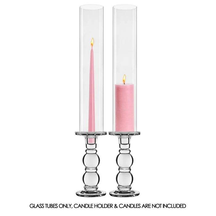Glass Hurricane Candle Holder Shade Chimney Tube, H-16" D-3" (Wholesale 18 PCS/Case)