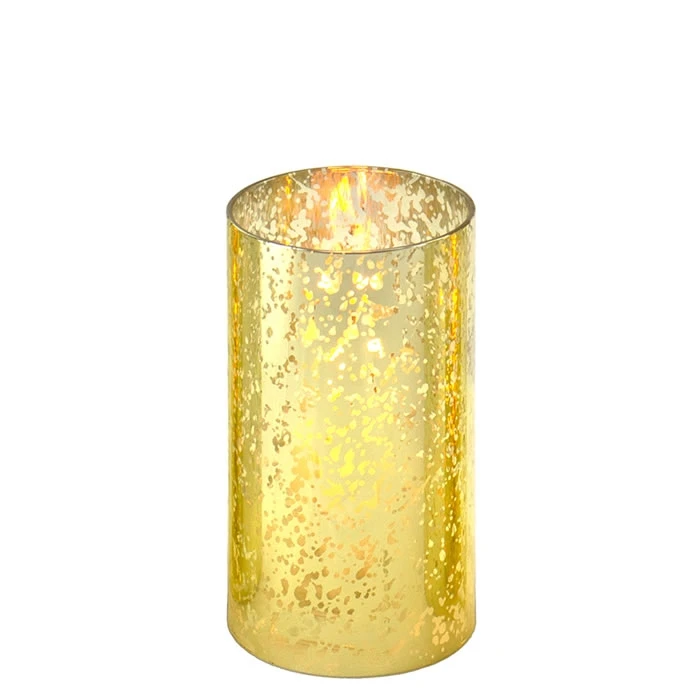Glass Hurricane Candle Holder Shade Gold Flecked Chimney Tube, H-6" D-3" (Wholesale 24 PCS/Case)