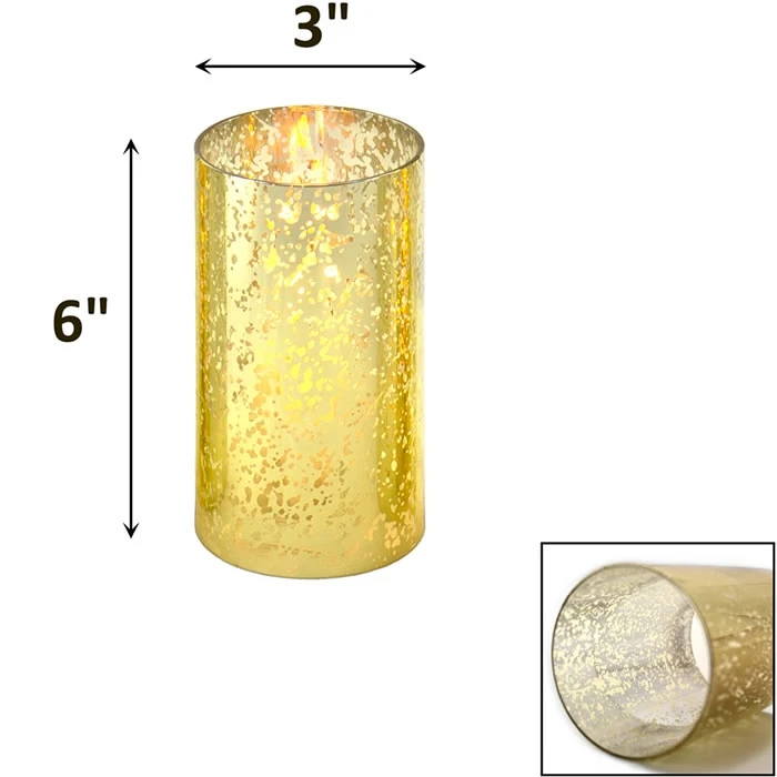 Glass Hurricane Candle Holder Shade Gold Flecked Chimney Tube, H-6" D-3" (Wholesale 24 PCS/Case) - Image 2
