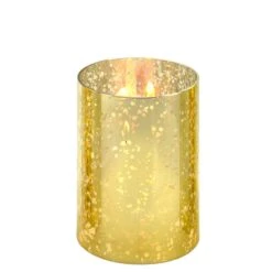 Glass Hurricane Candle Holder Shade Gold Flecked Chimney Tube, H-6" D-4" (Wholesale 24 PCS/Case)