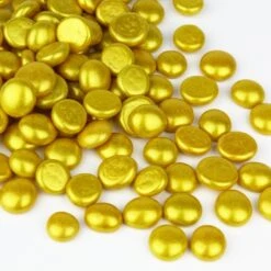 Gold Glass Flat Gemstone Vase Filler, 3/4" (Wholesale 28 LBS/Case)