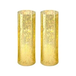 Glass Hurricane Candle Holder Shade Gold Flecked Chimney Tube, H-10" D-3" (Wholesale 24 PCS/Case)