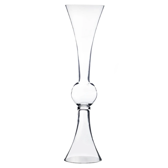 Reversible Glass Trumpet Clarinet Vase, H-24" D-6" (Wholesale 4 PCS/Case)