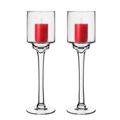 Glass Long Stem Candle Holder, H-14" D-4" (Wholesale 6 PCS/Case)