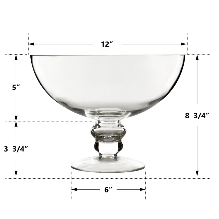 Glass Footed Decorative Bowl, H-8.5" D-12" (Wholesale 2 PCS/Case) - Image 2