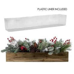 Natural Wood Rectangle Planter Box With Plastic Liner, 5" X 28" X 4" (Wholesale 6 PCS/Case)