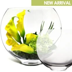 Glass Moon Shape Oval Vases Centerpieces, 4 Different Sizes To Choose