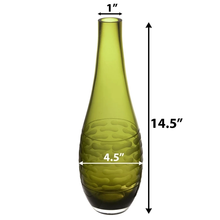 Decorative Olive Green Glass Vase H-14.5" D-1.5" (Wholesale 6 Pcs Per Case) - Image 2