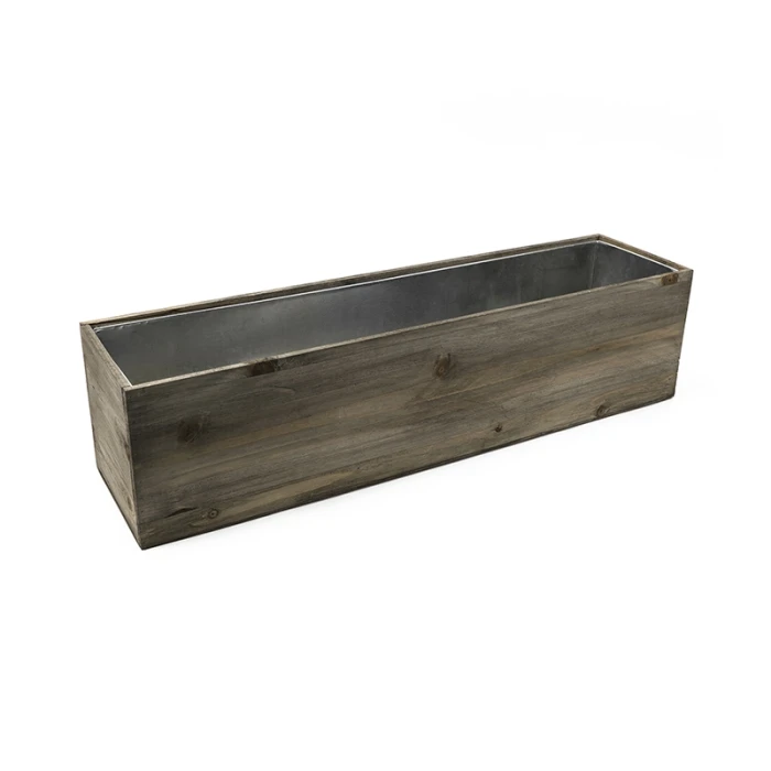 Wood Rectangle Planter Box With Metal Zinc Liner, 8" X 32" X 8" (Wholesale 2 PCS/Case) - Image 5