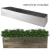Wood Rectangle Planter Box With Metal Zinc Liner, 8" X 32" X 8" (Wholesale 2 PCS/Case)