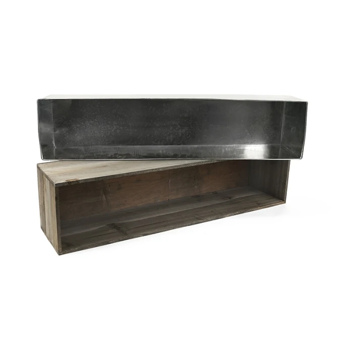 Wood Rectangle Planter Box With Metal Zinc Liner, 8" X 32" X 8" (Wholesale 2 PCS/Case) - Image 6