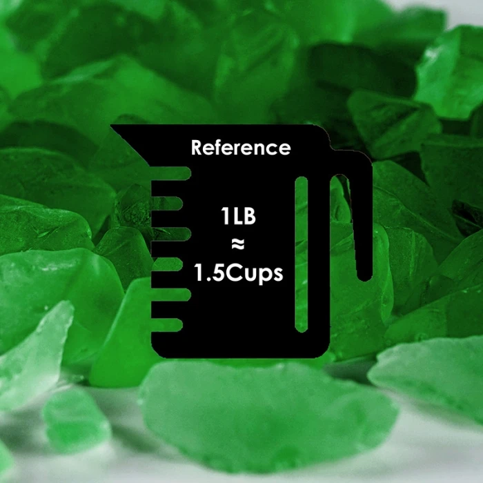 Frosted Green Crushed Sea Glass Vase Filler, 1.5 Cups/LB (Wholesale 24 LBS/Case) - Image 2