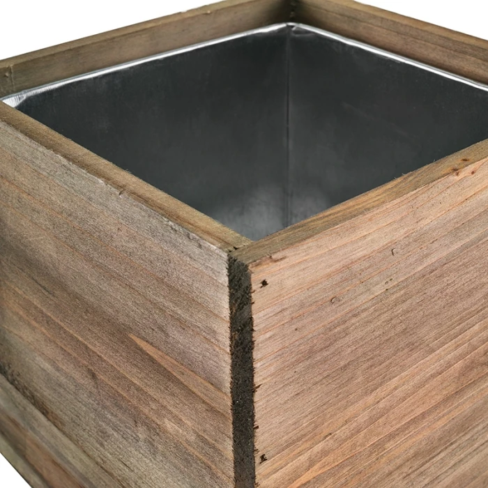 Wood Cube Planter Box With Zinc Metal Liner, 8" X 8" X 8" (Wholesale 8 PCS/Case) - Image 5