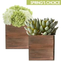 Natural Wood Cube Planter Box With Plastic Liner, 4" X 4" X 4" (Wholesale 48 PCS/Case)