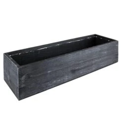 Black Wood Rectangle Planter Box With Plastic Liner, 5" X 17" X 4" (Wholesale 12 PCS/Case)