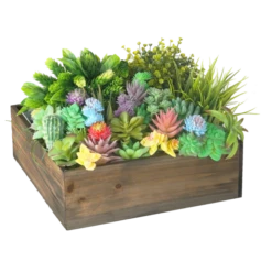 Wood Square Planter Box With Metal Zinc Liner, 12" X 12" X 4" (Wholesale 6 PCS/Case)