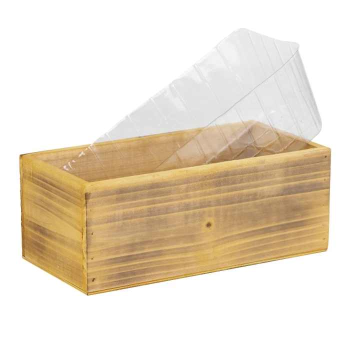 Unfinished Wood Rectangle Planter Box With Plastic Liner, 5" X 10" X 4" (Wholesale 20 PCS/Case) - Image 4