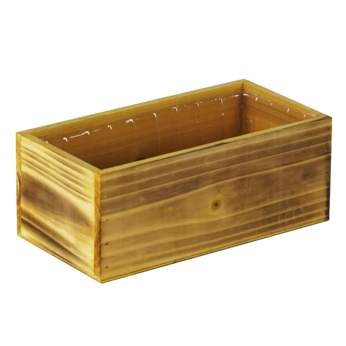 Unfinished Wood Rectangle Planter Box With Plastic Liner, 5" X 10" X 4" (Wholesale 20 PCS/Case) - Image 3
