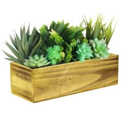 Unfinished Wood Rectangle Planter Box With Plastic Liner, 5" X 13" X 4" (Wholesale 12 PCS/Case)