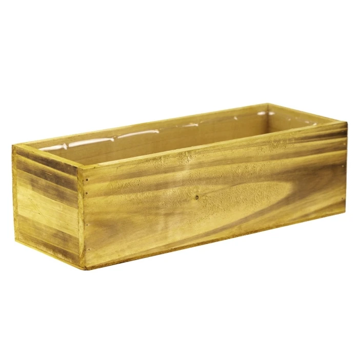 Unfinished Wood Rectangle Planter Box With Plastic Liner, 5" X 13" X 4" (Wholesale 12 PCS/Case) - Image 3
