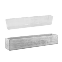 Natural Wood Rectangle White Wash Planter Box With Plastic Liner, 4" X 22" X 5" (Wholesale 6 PCS/Case)