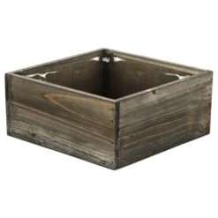 Wood Square Planter Box With Plastic Liner, 10" X 10" X 4" (Wholesale 6 PCS/Case)