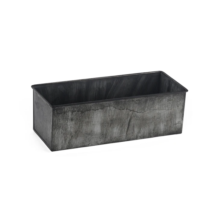 Iron Grey Finish Zinc Metal Rectangle Planter Box, 5" X 12" X 4" (Wholesale 6 PCS/Case)