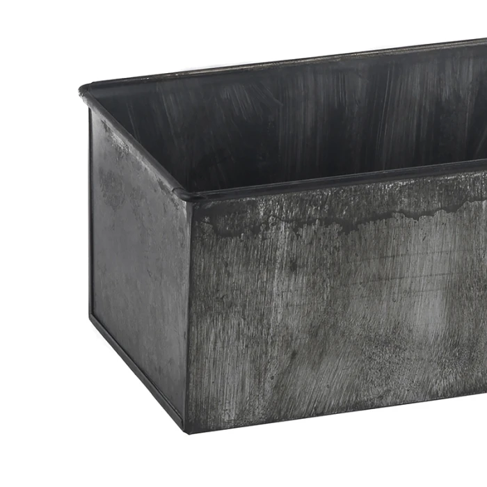 Iron Grey Finish Zinc Metal Rectangle Planter Box, 5" X 12" X 4" (Wholesale 6 PCS/Case) - Image 3