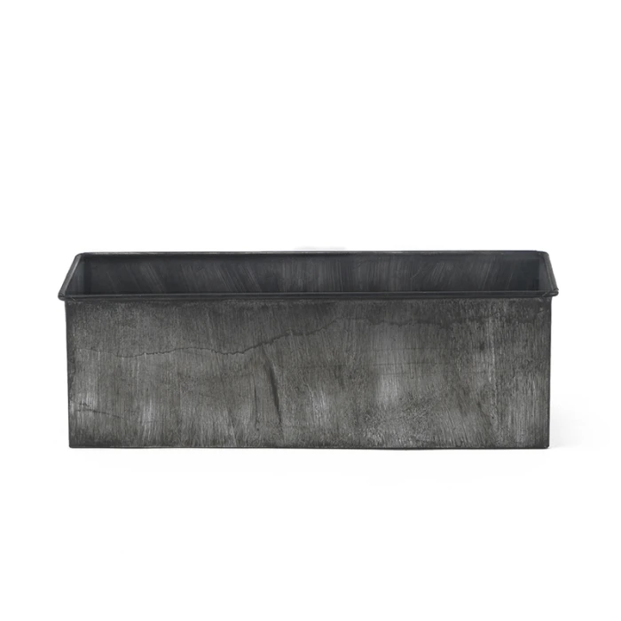 Iron Grey Finish Zinc Metal Rectangle Planter Box, 5" X 12" X 4" (Wholesale 6 PCS/Case) - Image 4