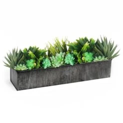 Iron Grey Finish Zinc Metal Rectangle Planter Box, 5" X 20" X 4" (Wholesale 4 PCS/Case)