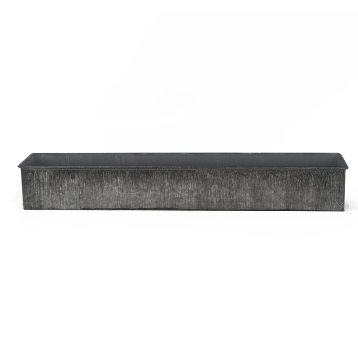 Iron Grey Finish Zinc Metal Rectangle Planter Box, 5" X 28" X 4" (Wholesale 4 PCS/Case) - Image 4