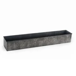 Iron Grey Finish Zinc Metal Rectangle Planter Box, 5" X 28" X 4" (Wholesale 4 PCS/Case)