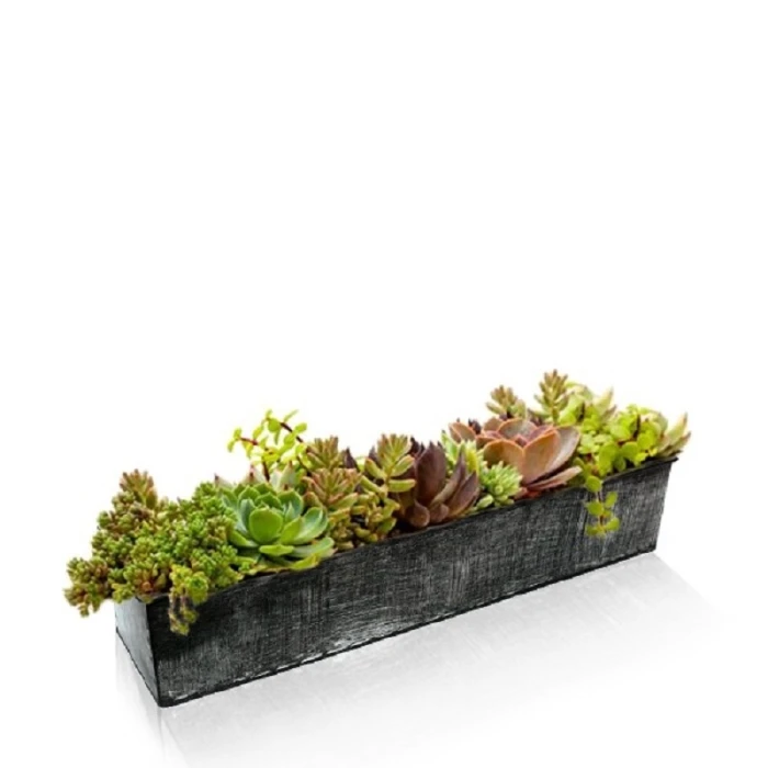 Iron Grey Finish Zinc Metal Rectangle Planter Box, 5" X 20" X 4" (Wholesale 4 PCS/Case) - Image 5