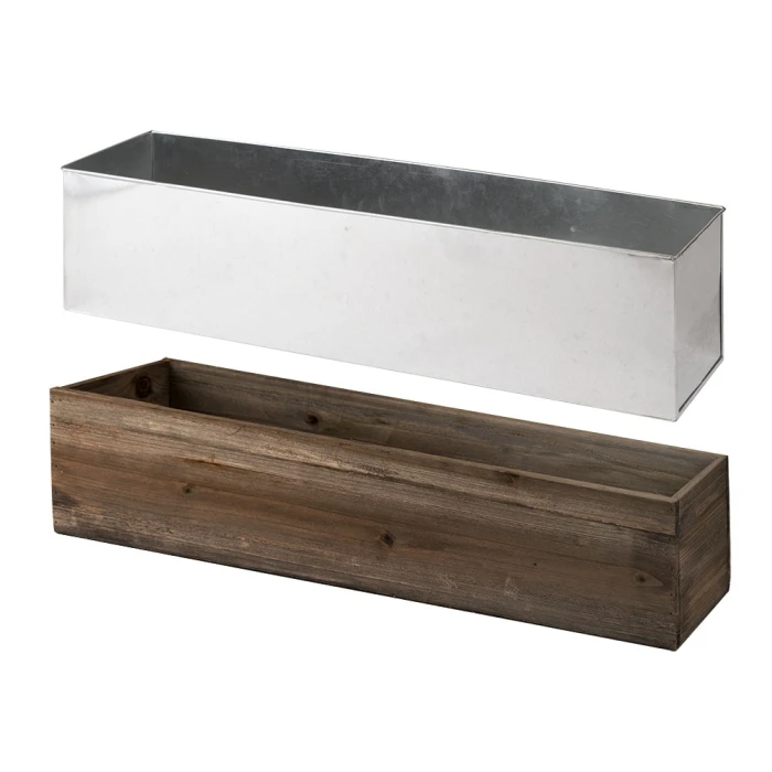 Wood Rectangle Planter Box With Metal Zinc Liner, 6" X 24" X 6" (Wholesale 4 PCS/Case) - Image 5