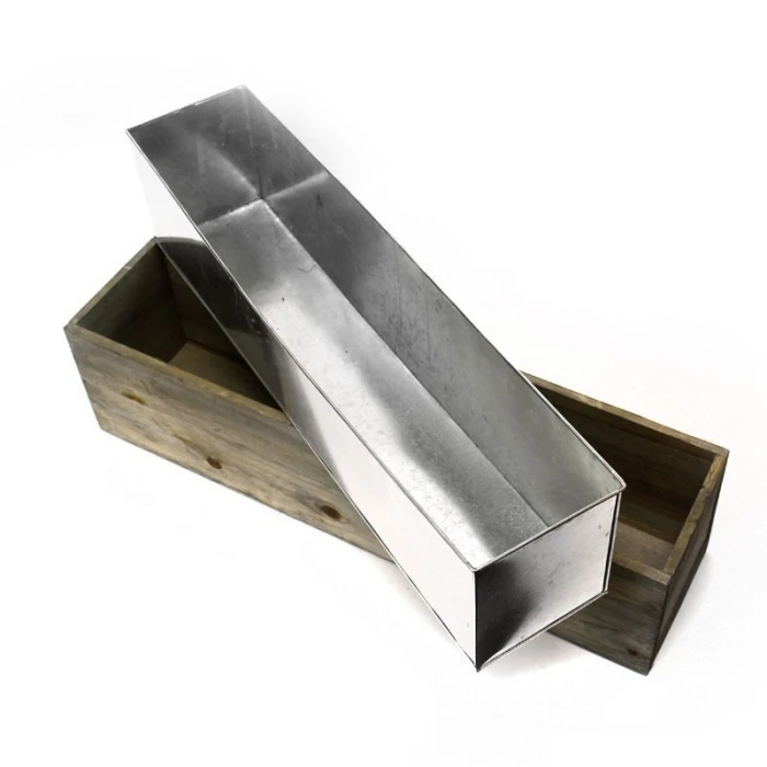 Wood Rectangle Planter Box With Metal Zinc Liner, 6" X 24" X 6" (Wholesale 4 PCS/Case) - Image 6