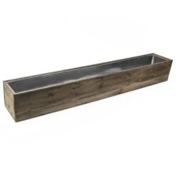 Wood Rectangle Planter Box With Metal Zinc Liner, 6" X 36" X 6" (Wholesale 2 PCS/Case)