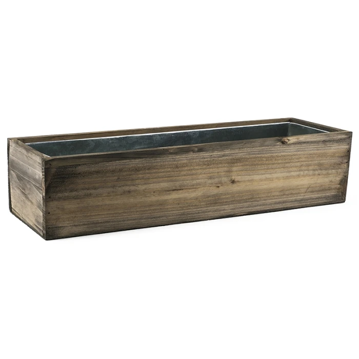 Wood Rectangle Planter Box With Metal Zinc Liner, 8" X 32" X 8" (Wholesale 2 PCS/Case) - Image 3