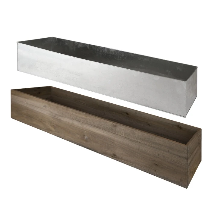 Wood Rectangle Planter Box With Metal Zinc Liner, 8" X 40" X 8" (Wholesale 2 PCS/Case) - Image 4