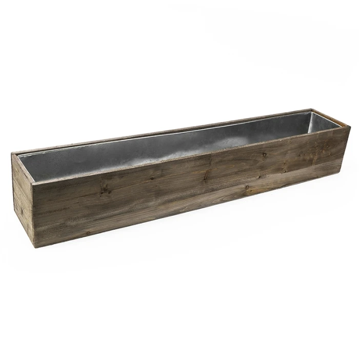Wood Rectangle Planter Box With Metal Zinc Liner, 8" X 40" X 8" (Wholesale 2 PCS/Case) - Image 3
